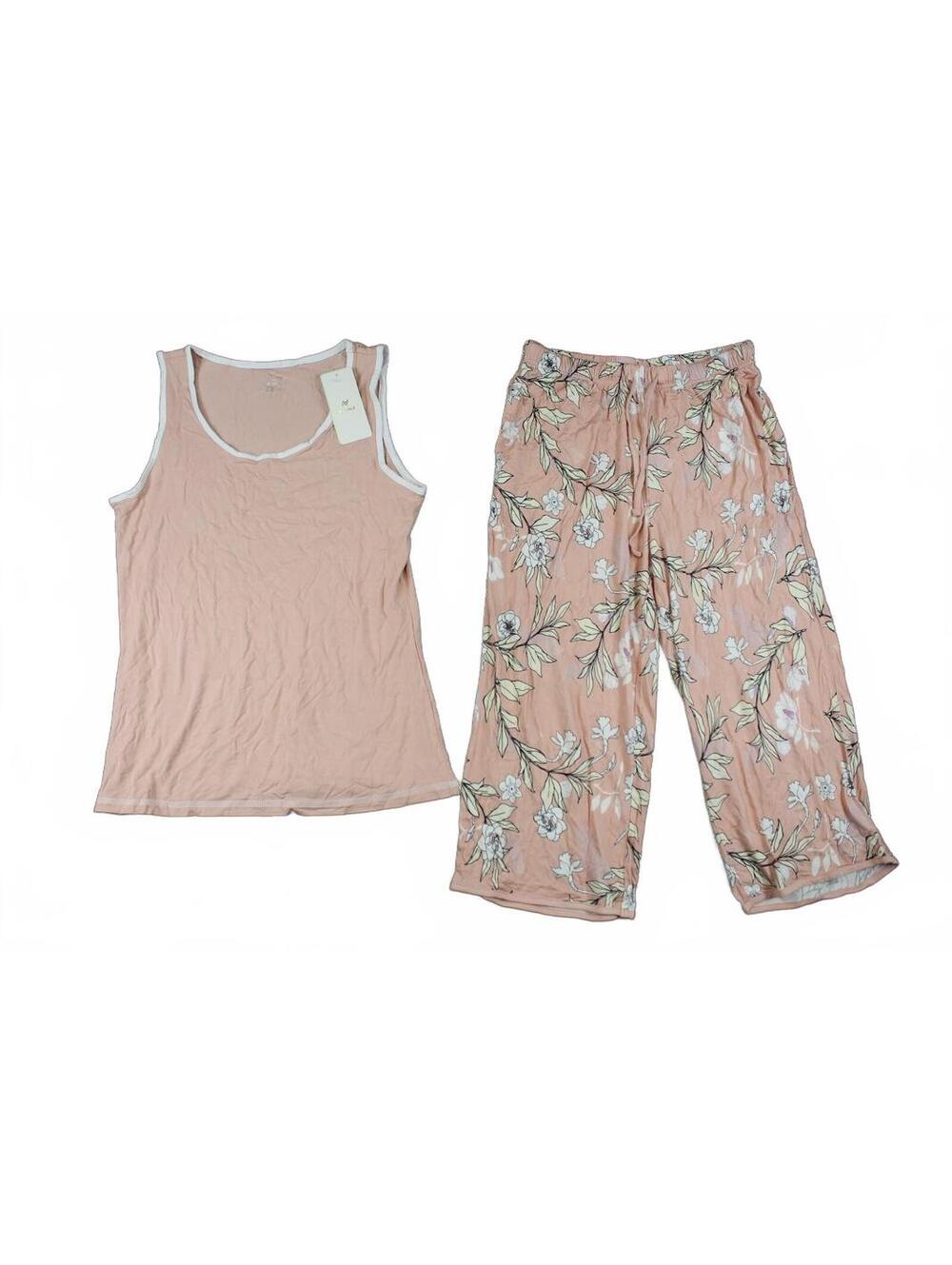 Nachila Pink Floral Pajama Set Capri Pants S SKU 1220